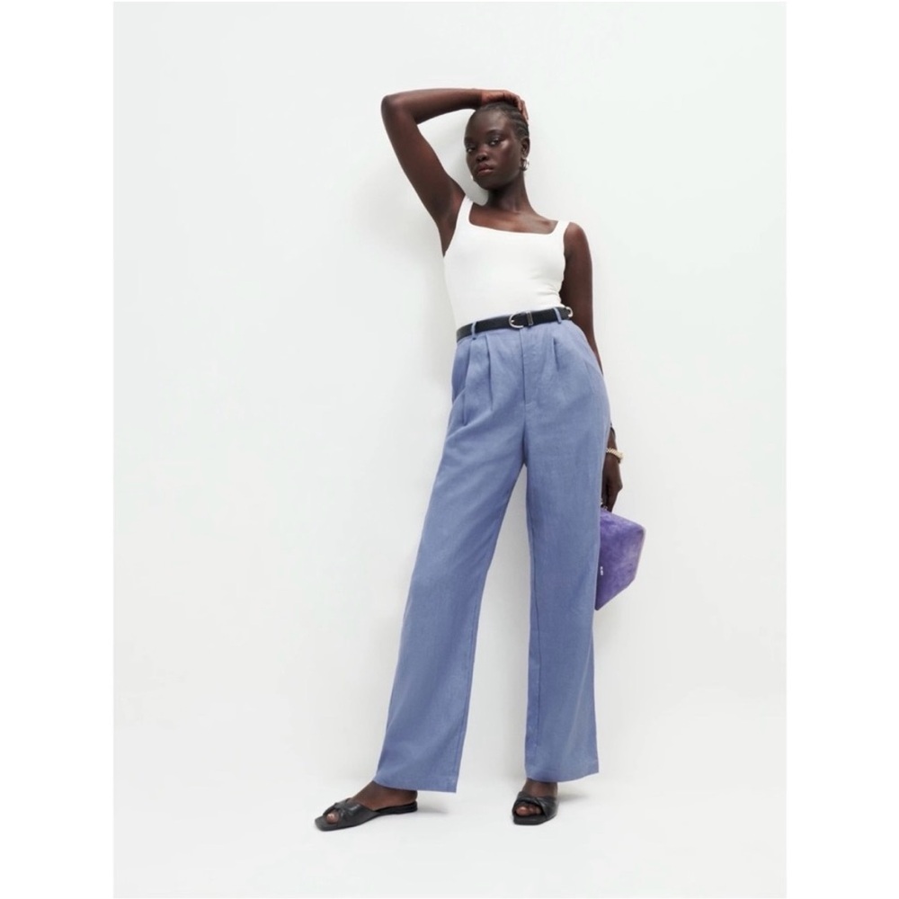 Reformation Mason Periwinkle High-Waisted Trousers